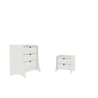Manhattan Comfort - commode et table de chevet Coney style milieu du siècle moderne - blanc - ensemble de 2-Panneaux latéraux continus uniques pour créer des pieds courbés