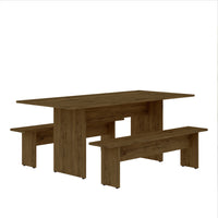 Manhattan Comfort - Ensemble de salle à manger moderne Nomad 172,5 cm - Nature - Lot de 3-Ensemble de salle à manger moderne 3 pièces pour usage dans la salle à manger