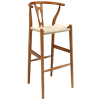 Modway - Amish Tabouret de bar - Noyer-Siège en corde de papier durable