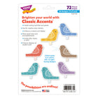 TREND enterprises - Ensemble d'accessoires classiques Oiseaux de jardin - Paquet de 72 -Durable et réutilisable. 6 couleurs, 12 de chaque. 72 pièces, environ 10 cm x 15 cm
