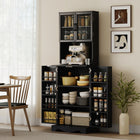 HOMCOM - Armoire de cuisine 71 po avec 8 étagères de porte - noir-Étagère réglable à trois niveaux dans l’armoire supérieure pour un rangement flexible 