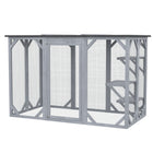 PawHut - Enclos extérieur pour chat Catio - 71 po L x 31,5 po l x 44 po H - gris-Convient pour une utilisation intérieure et extérieure 