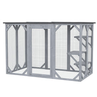 PawHut - Enclos extérieur pour chat Catio - 71 po L x 31,5 po l x 44 po H - gris-Convient pour une utilisation intérieure et extérieure 
