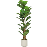 HOMCOM - Arbre artificiel de figuier lyre 4 pi pour décoration intérieure - vert-Doté de feuilles en PEVA au toucher réaliste et de troncs en bois massif pour un aspect ultra-réaliste 