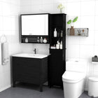 HOMCOM - Armoire colonne de salle de bain haute avec étagères ajustables - noir-Armoire compacte et haute, parfaitement adaptée aux espaces étroits 