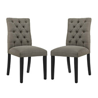 Modway - Duchess Tissu Chaise à manger Ensemble de 2 - Granite-Rembourrage en mousse dense pour le confort