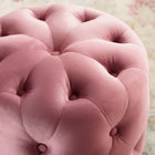 Modway - Amour Ronde à boutons touffés Performance Velvet Ottoman - Rose poussiéreuse-Tissu résistant aux taches durable