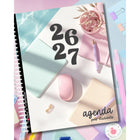 Pomme & Gribouillis - Agenda pour étudiants 26-27: Hebdomadaire/mensuel - 11-1/2" x 9-1/2" - Vie calme - Français-Une section «Mes cours» : chaque mois comprend: calendrier du mois sur 2 pages, une page pour noter les travaux, une demie page pour noter les examens, une page pour noter les objectifs du mois, une ou deux page(s) de notes, les semainiers séparés par heures (de 6h à 21h)