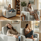 HOMCOM - Fauteuil d’appoint effet velours avec large assise pour salon - gris-Dimensions totales : 43,3 po l x 30,3 po P x 32,7 po H (110 x 77 x 83 cm)  

