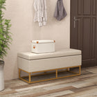 HOMCOM - Banc ottoman de rangement rembourré à dessus rabattable - beige-Le rangement sous l'assise vous permet de ranger des objets qui n'ont pas de place   