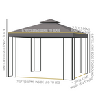 Outsunny - Abri de jardin extérieur pour patio, tonnelle avec auvent 10 pi l x 10 pi L - brun-4 cordes de traction et 12 piquets de sol offrent une stabilité supplémentaire