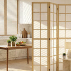 HOMCOM - Séparateur de pièce autoportant 6 panneaux pour chambre - naturel et blanc-Matériau : Bois de pin, Tissu non tissé  
