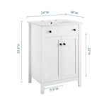 Modway - Nantucket 24" Vanette de salle de bain - Blanc blanc-Capsules de pied non marquées