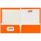 JAM Paper - Dossiers de présentation brillants laminés à deux pochettes - orange - Paquet de 6-Quantité : 6 dossiers par paquet | Un pour chaque sujet et projet