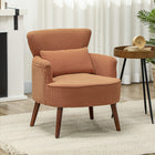 HOMCOM - Fauteuil d’appoint avec siège épais pour salon - orange-Tissu en velours côtelé doux et coussin lombaire supplémentaire pour un confort optimal  
