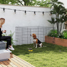 PawHut - Parc de jeu pour chien pliable 8 panneaux avec tapis de sol et housse - 36 po H-Le couvercle supérieur combine un filet et un tissu anti-UV pour une protection polyvalente