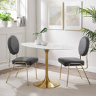 Modway - Lippa Ovale de 48 po Faux marbre Table à manger, Or Blanc-Socle métallique résistant aux éclats