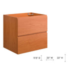 Modway - Scenic Support mural de 24" Armoire de toilette de salle de bain (lavabo non inclus) - Noyer cerisier-Tiroirs à extension complète