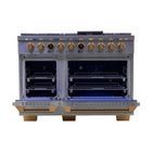 Kucht - 48 po Série KXP Cuisinière double énergie Propane - Acier inoxydable/Or-Grilles de cuisson en fonte robuste permettant de déplacer les casseroles d’un brûleur à l’autre sans les soulever
