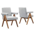 Modway - Lyra Tissu Chaise de salle à manger Ensemble de 2 - Tissu gris clair-Conception ergonomique pour le confort