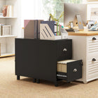 HOMCOM - Classeur 2 tiroirs pour documents Letter/A4 verrouillable avec barres de suspension - noir-Le style moderne aux lignes épurées complète la décoration du bureau 

