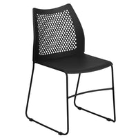 Flash Furniture – Chaise traîneau empilable HERCULES avec ouverture d’aération, capacité de 661lb, noir (RUT498ABK)-Chaise empilable multi-usages