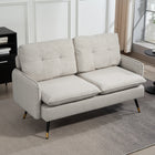 HOMCOM - Canapé loveseat 55 po avec dossier capitonné - blanc crème-Le tissu effet lin est respirant et ne se froisse ni ne se déforme facilement   