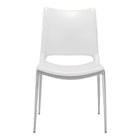 Zuo - Ace Chaise de salle à manger - Blanc/Argent - Ensemble de 2-Confort moelleux et matériaux durables