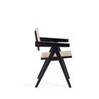 Manhattan Comfort - Fauteuil de salle à manger Hamlet 19,67 po style industriel chic - noir et cannage naturel-Hauteur d’assise : 46 cm avec une capacité de poids de 125 kg