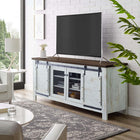 Modway - Bennington Porte coulissante rustique de 71 po Meuble TV, Blanc-Construction en panneaux de particules