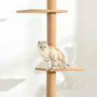 PawHut - Arbre à chat du sol au plafond 100 po avec 3 perchoirs - brun clair-Charge maximale 9 lb, facile à assembler