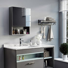Kleankin - Armoire de salle de bain murale avec miroir et étagères de rangement - noir-Cadre en acier inoxydable, fiable à l’usage 