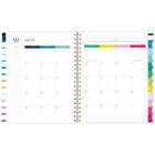 Emily Ley - Agenda scolaire hebdomadaire/mensuel Simplified 2026-2027 - 11 po H x 8 3/8 po l - bande joyeuse - bilingue-Un mois sur deux pages comprenant des blocs quotidiens non lignés, une section de tâches lignée, un « conseil de simplicité » pour vous aider à planifier et des onglets pour une navigation facile.