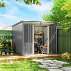 Abri de jardin Outsunny 8,5' x 6' avec lucarne - Gris-Les panneaux PC au-dessus de la porte offrent un éclairage accru.
