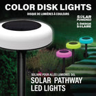 Bell+Howell - Lampes solaires LED Vividisk Colour pour allée extérieure - Paquet de 4-Changement de couleur: choisissez parmi 10 couleurs fixes ou laissez les couleurs défiler mode blanc chaud pour une lumière élégante et confortable