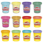 Play-Doh - Ce coffret de 12 pots -2 couleurs confetti festives : les pâtes play-doh confetti jaune clair et bleue contiennent des confettis en papier pour un effet moucheté amusant
