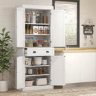 HOMCOM - Armoire de cuisine haute avec tiroir - blanc-Trois étagères réglables avec un écart de 1,25 po pour un rangement flexible 