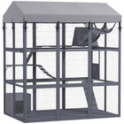 PawHut - Grand catio 81 po H avec plancher pour empêcher les évasions, nettoyage facile-Le design du sol empêche les chats de creuser et de s'échapper 