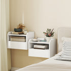 HOMCOM - Tables de chevet flottantes avec station de recharge - blanc - lot de 2-Ensemble assorti de deux pièces pour un look équilibré dans la chambre