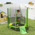 Qaba - Trampoline pour tout-petits 85 po avec toboggan, échelle et enceinte de sécurité, pour garçons et filles 3+ ans - vert-Structure hexagonale avec six poteaux et des pieds en forme de U assurant une grande stabilité 