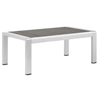 Modway - Shore Terrasse extérieure Aluminium Table basse - Gris argenté-Table basse extérieure moderne