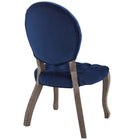 Modway - Exhibit Restauration vintage française Performance Velvet Fauteuil d’appoint - Marine-Touffage élégant et profond à boutons
