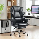 HOMCOM - Fauteuil de bureau rembourré big and tall avec ressort pack - capacité de 400 lbs-Rembourrage enveloppant à double couche avec dossier haut, appui-tête intégré et accoudoirs rembourrés pour un soutien complet 