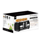 JS Gourmet - Grille-pain rétro 4 fentes extra-larges - Noir-Corps en acier inoxydable