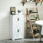 HOMCOM - Armoire de garde-manger style ferme 23,6 po L - grain de bois blanc-L’étagère à quatre niveaux dans deux armoires maximise l’espace de rangement 