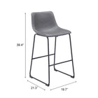 Zuo - Smart Tabouret de bar - Charbon - Ensemble de 2-6