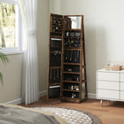 HOMCOM - Armoire à bijoux avec miroir - 15 po L x 15 po l x 63 po H - brun rustique-Comprend un grand miroir et un petit miroir à l’intérieur, pratique pour porter des bijoux et se maquiller 