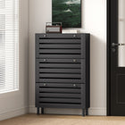 HOMCOM - Armoire à chaussures avec étagères réglables - noir-Conception anti-basculement assurant une sécurité supplémentaire 