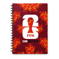 FIFA WORLD CUP 2026 - Cahier à spirale à couverture rigide - Format A5 (148 mm x 216 mm) - Impression monochrome -Conception de la couverture : Ornée du logo et des graphismes officiels de la Coupe du Monde de la FIFA 2026