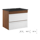 Modway - Render Support mural de 24" Vanette de salle de bain - Noyer blanc Noir-Conception murale